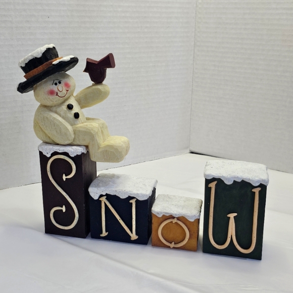Crazy Mountain Snowman & Block Letters S N O W Figurines NOEL 1997 Vtg Gift Mom - Picture 13 of 13